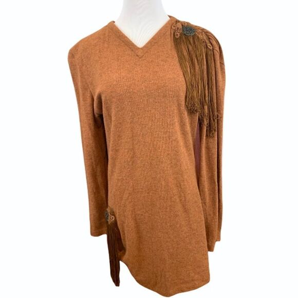 Vintage 80’s wool sweater mini dress with tassels - Picture 1 of 9